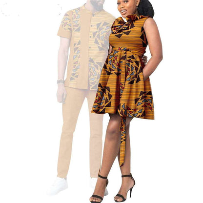 African Print Dresses for Women Couple Clothes Men Outfits CC038-1