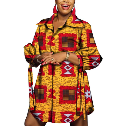 Women African Ankara Print Blouses Shirts Floral Formal Clothing