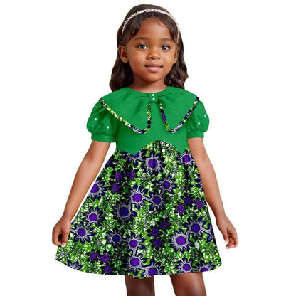 Print Dresses for Girl Ankara Embroidered Flared Dress