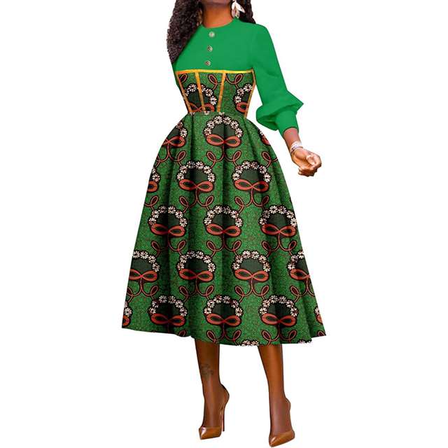 African Dresses for Ankara Print High Waist Shirt Party Wedding