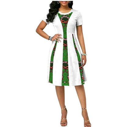 Women African Dresses Short Sleeve Casual Ankara Print Party Attire