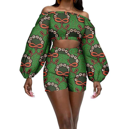 African Clothes Sexy Crop Top and Shorts  Ankara Print Outfits