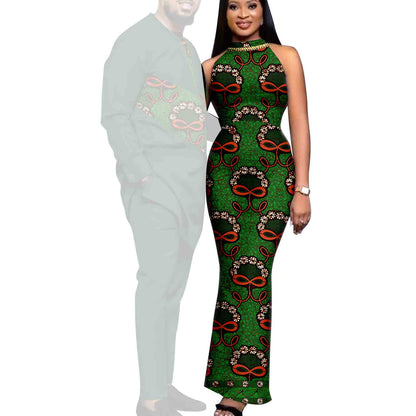 Couple African Dresses Women Matching Print Men's Sets CC031-1