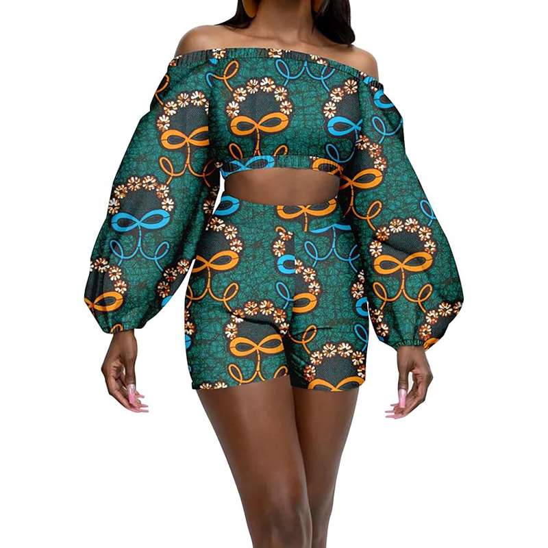 African Clothes Sexy Crop Top and Shorts  Ankara Print Outfits