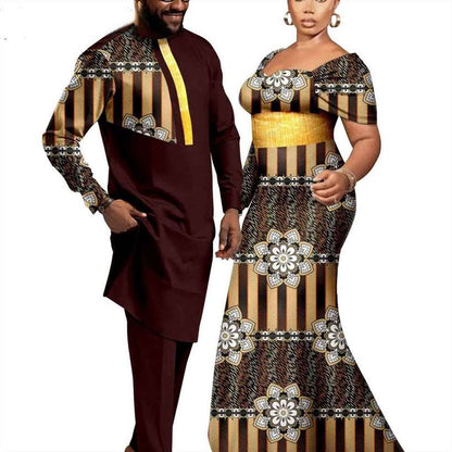 Couples Women Long Dresses Match Men Outfits Sets CC053