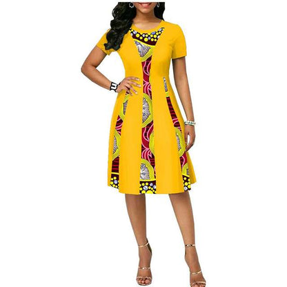 Women African Dresses Short Sleeve Casual Ankara Print Party Attire