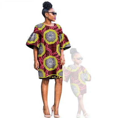 African Print Dresses for Women and Girls Sleeve Vestidos FM020-1