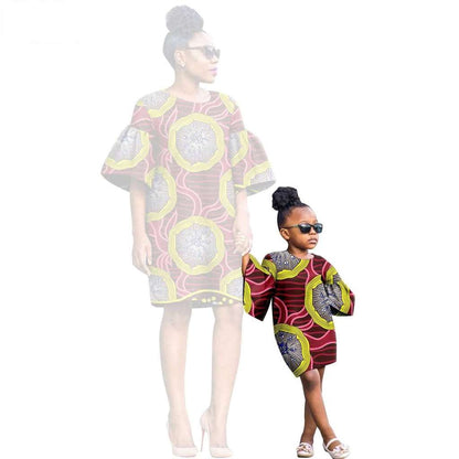 African Print Dresses for Women and Girls Sleeve Vestidos FM020-1