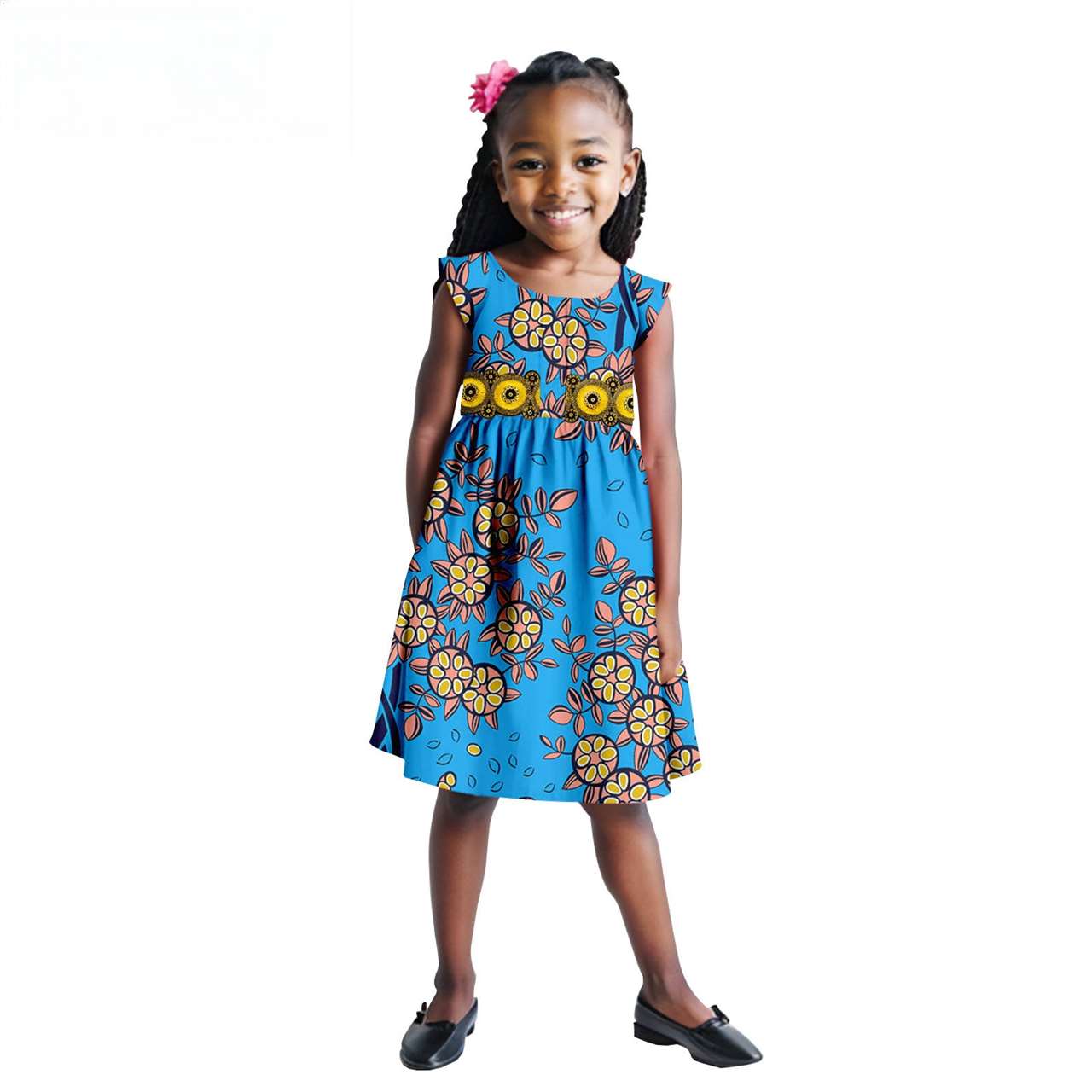 Print Appliques Dresses for Girls Ankara Outfits Summer Outerwear