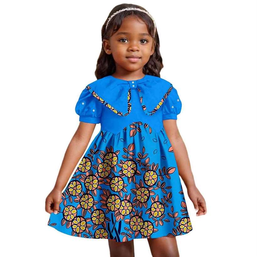 Print Dresses for Girl Ankara Embroidered Flared Dress