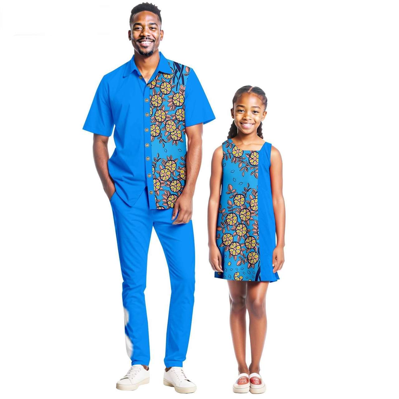 Men Ankara Outfits Matching Girls Print Dresses Family Clothes