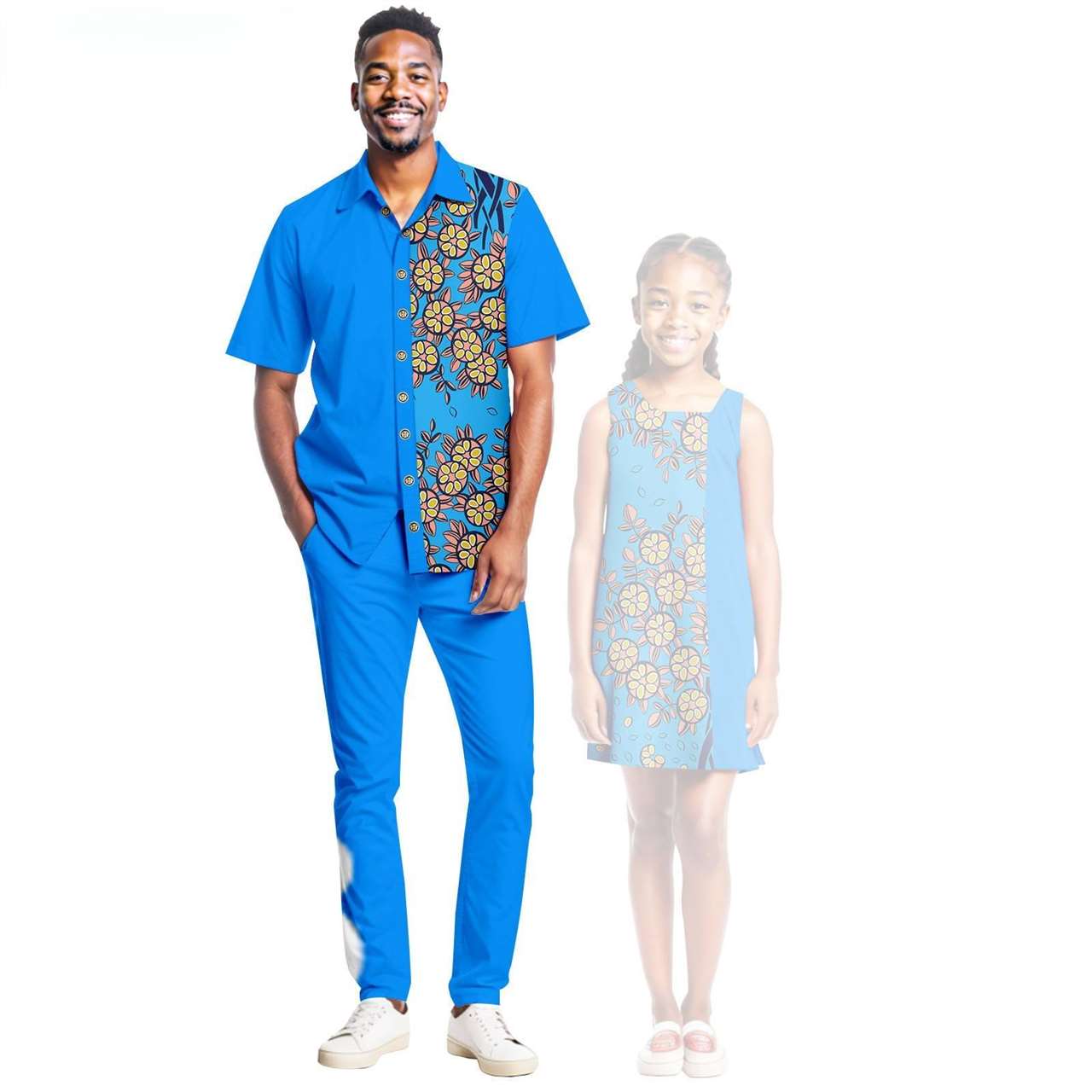 Men Ankara Outfits Matching Girls Print Dresses Family Clothes