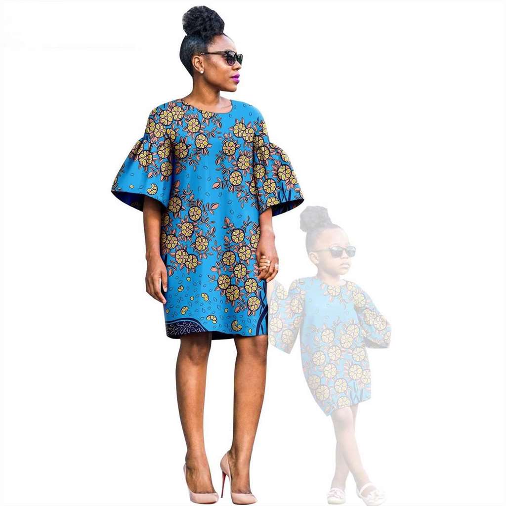 African Print Dresses for Women and Girls Sleeve Vestidos FM020-2