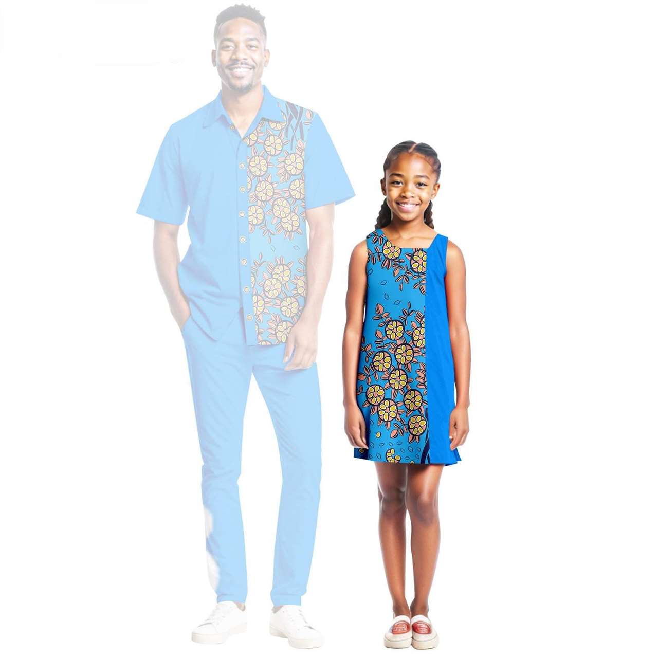 Men Ankara Outfits Matching Girls Print Dresses Family Clothes