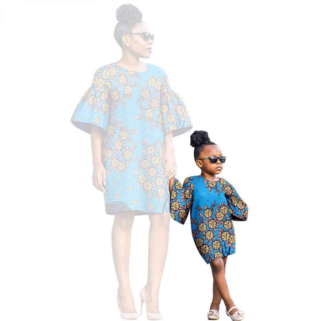 African Print Dresses for Women and Girls Sleeve Vestidos FM020-2