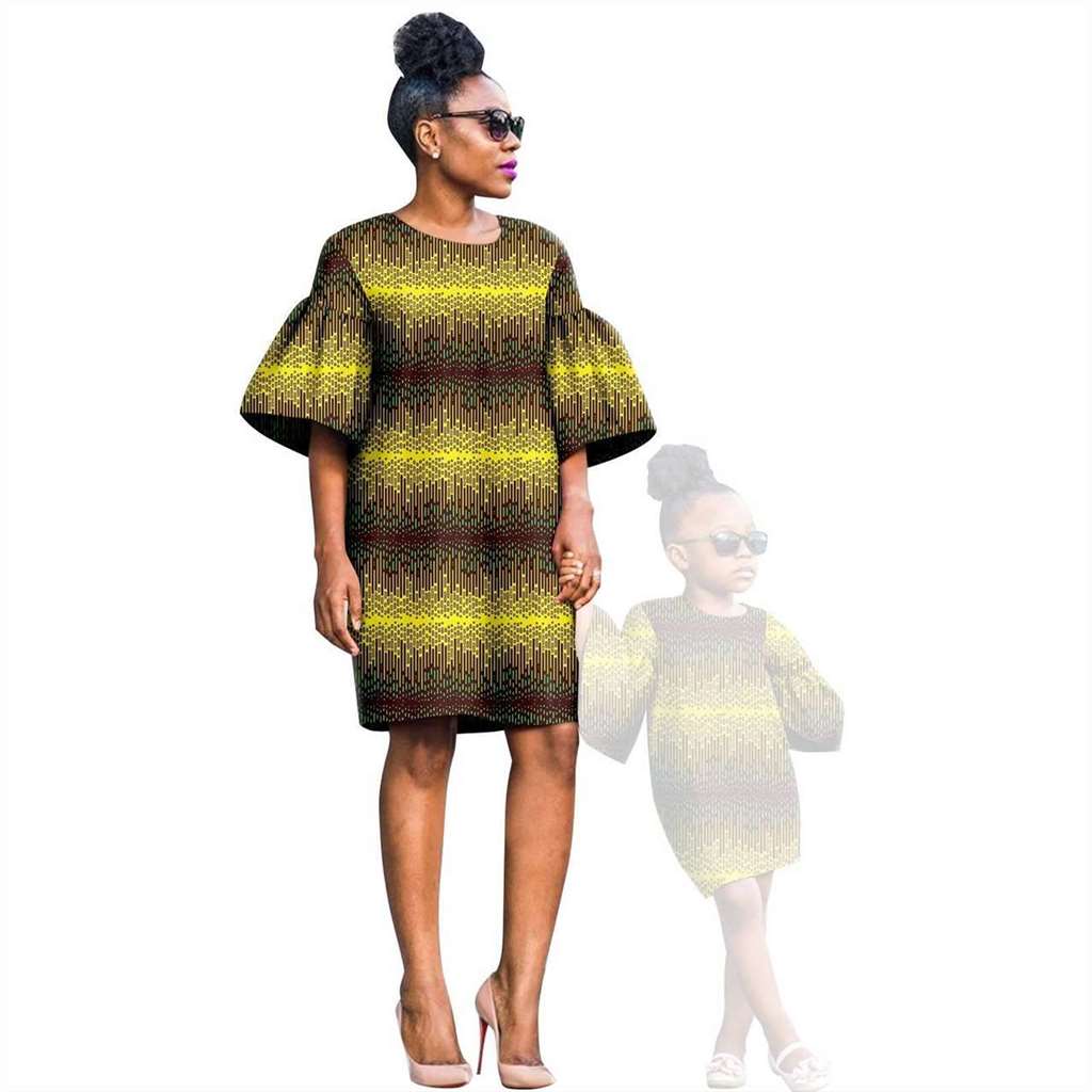 African Print Dresses for Women and Girls Sleeve Vestidos FM020-2