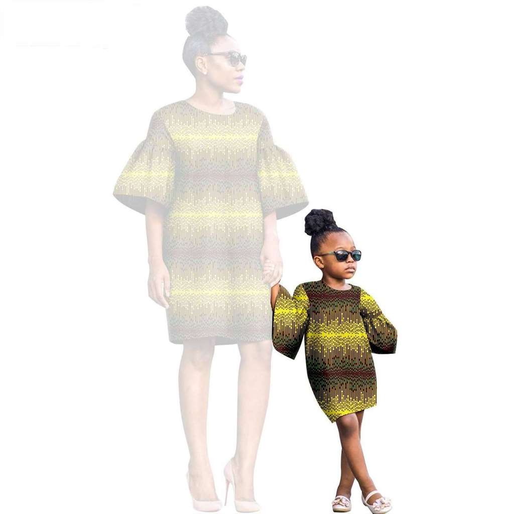 African Print Dresses for Women and Girls Sleeve Vestidos FM020-2