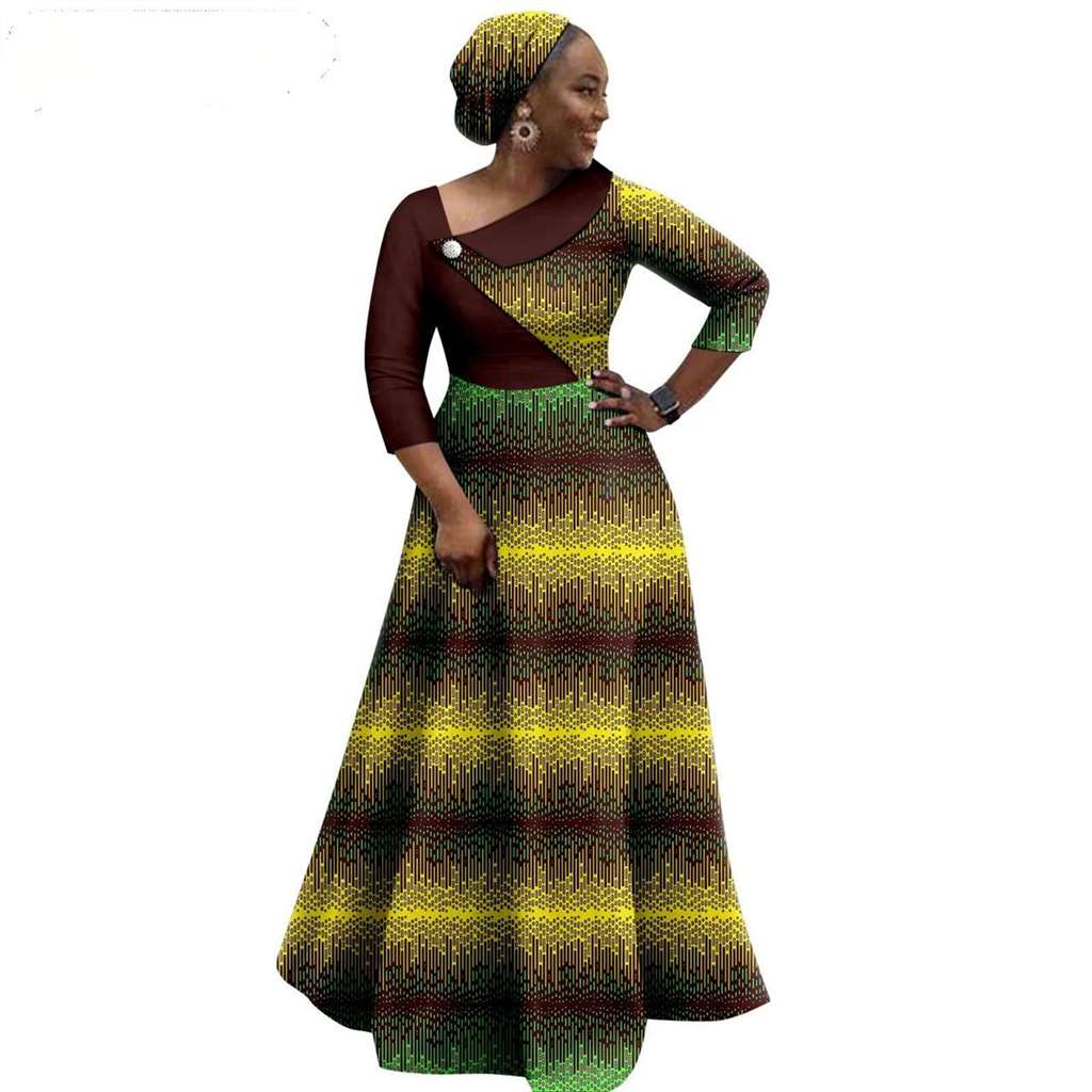 African Print Long Dresses for Women Match Men Robe Sets CC050