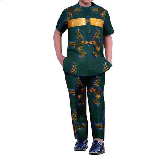 African Boy Suits Top and Pant 2 Pieces Sets Traditional Attire