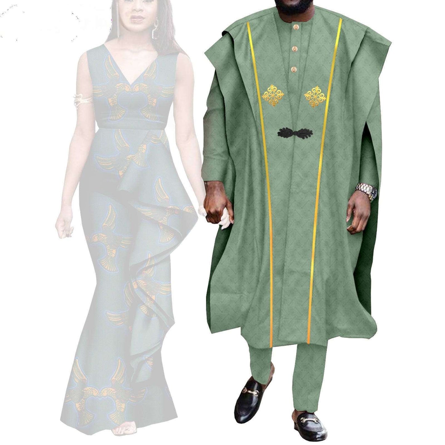 Couple Clothes African Print Women Dresses Men Outfits CC029-2