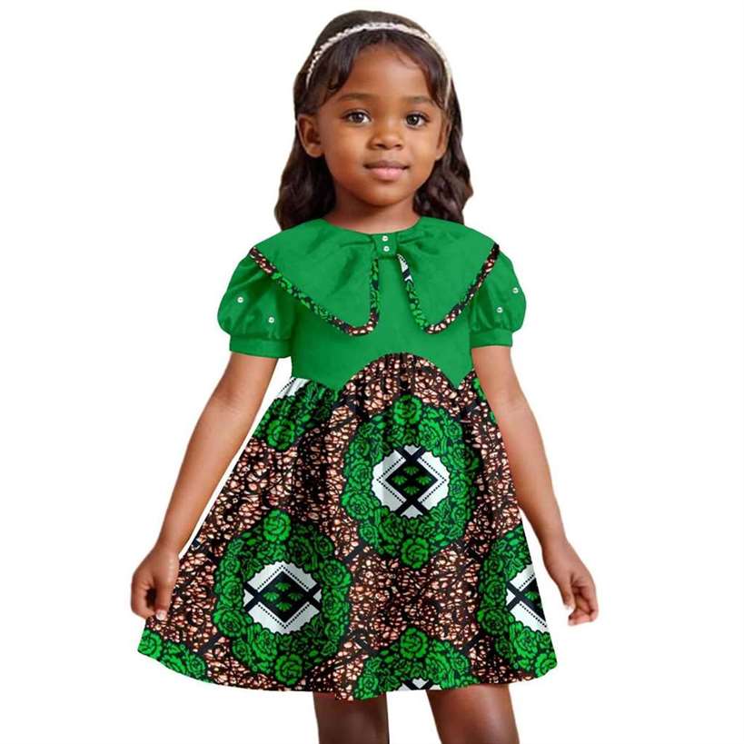 Print Dresses for Girl Ankara Embroidered Flared Dress