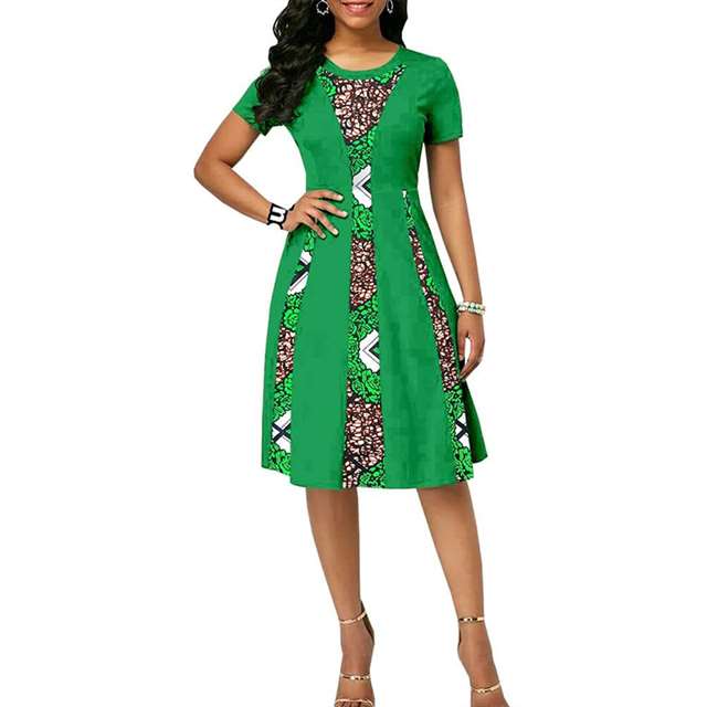 Women African Dresses Short Sleeve Casual Ankara Print Party Attire