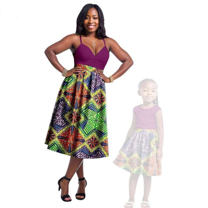 Print Dresses for Mother and Daughter Patchwork Dresses FM023-1