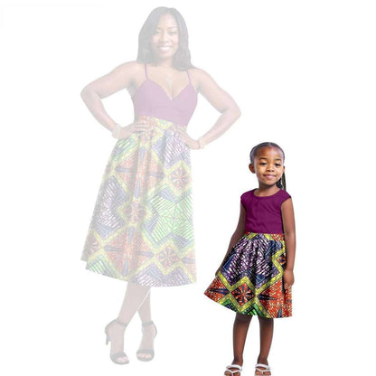 Print Dresses for Mother and Daughter Patchwork Dresses FM023-1