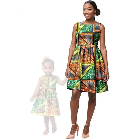 African Print Long Dresses for mom and daughters Ankara Outfits