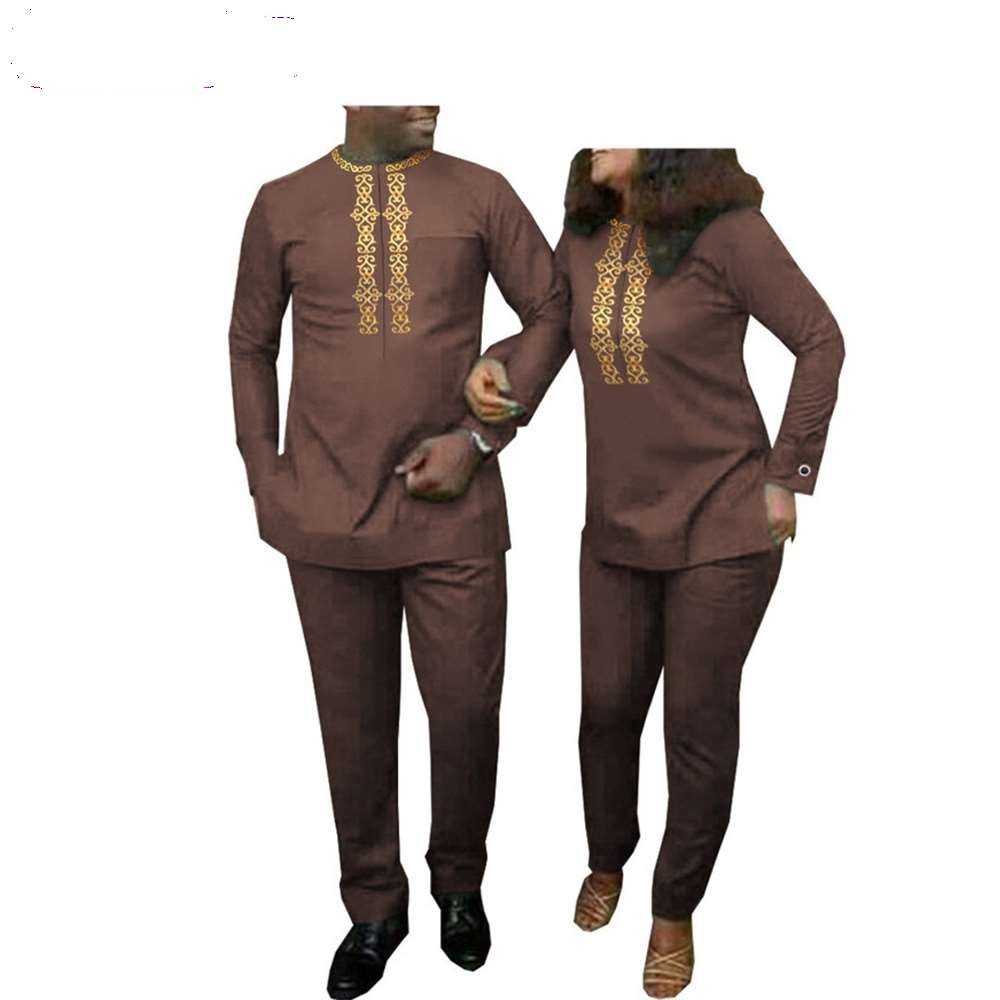 Women Wax Hot Gold Applique Tee and Pants Sets Match Men Suit CC037-1