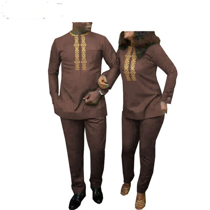 Women Wax Hot Gold Applique Tee and Pants Sets Match Men Suit CC037-1