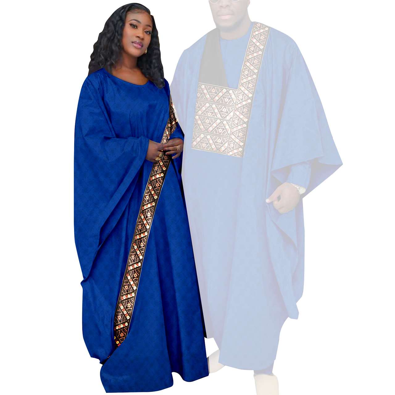 Kaftan Asoebi Muslim Women Long Dresses Robe Matcg Men sets CC081