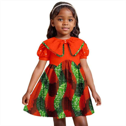 Print Dresses for Girl Ankara Embroidered Flared Dress