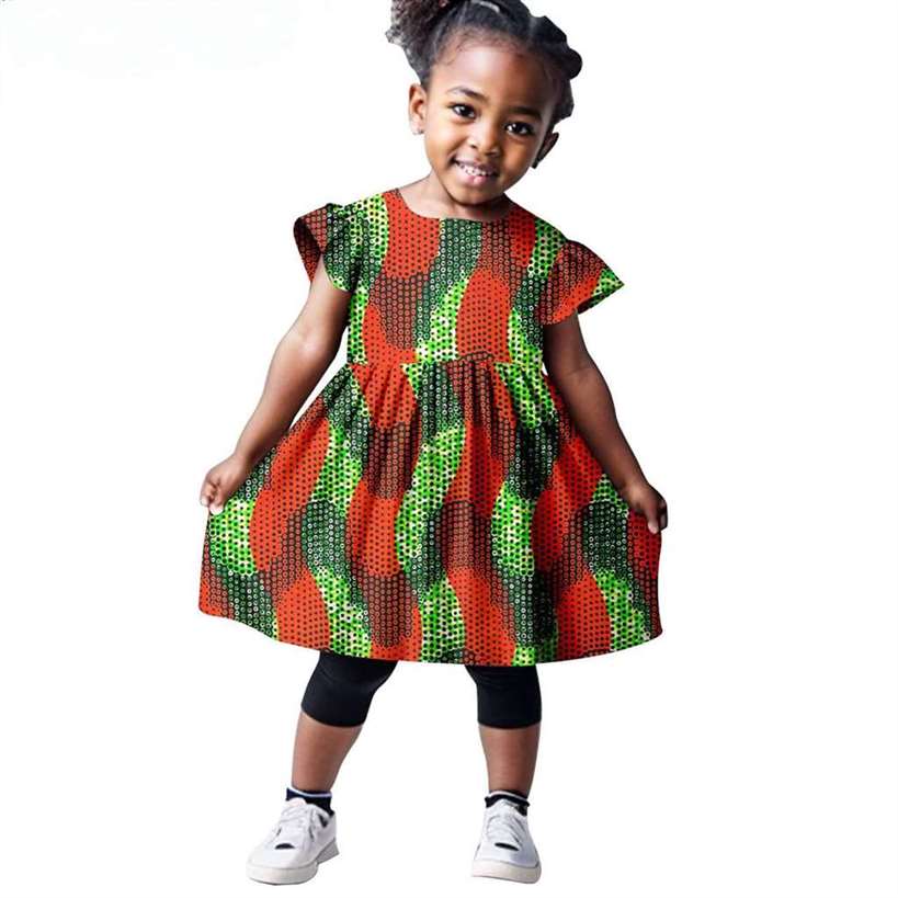 African Clothes Customized Ankara Print Dresses KID059