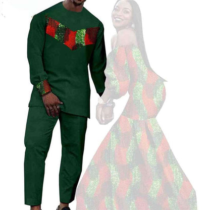 Couples African Dresses Women Print Long Match Men Sets CC005-2