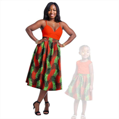 Print Dresses for Mother and Daughter Patchwork Dresses FM023-1