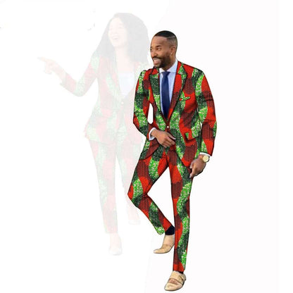 Ankara Women Men Outfits Print Jackets and Pants Sets CC078