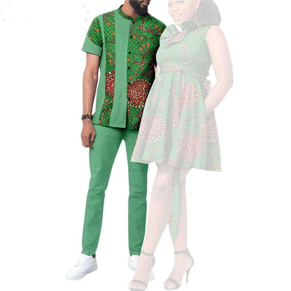 African Print Dresses for Women Couple Clothes Men Outfits CC038-1