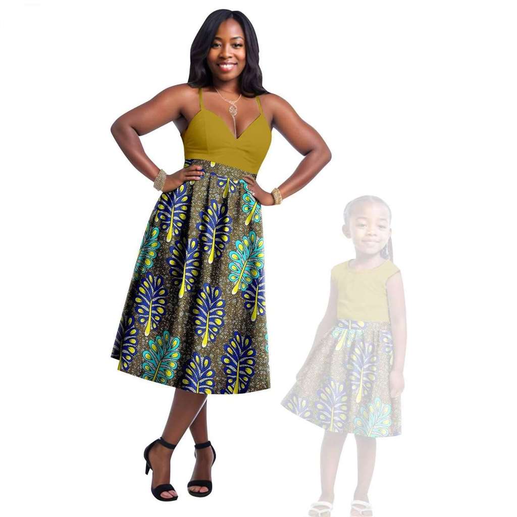 Print Dresses for Mother and Daughter Patchwork Dresses FM023-1