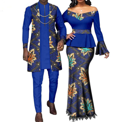 African Couple Clothes for Women Print Top Sets Match Men sets CC051