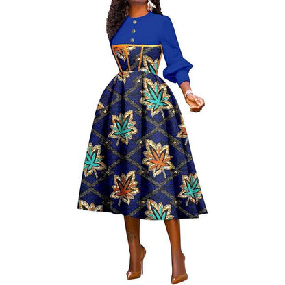 African Dresses for Ankara Print High Waist Shirt Party Wedding