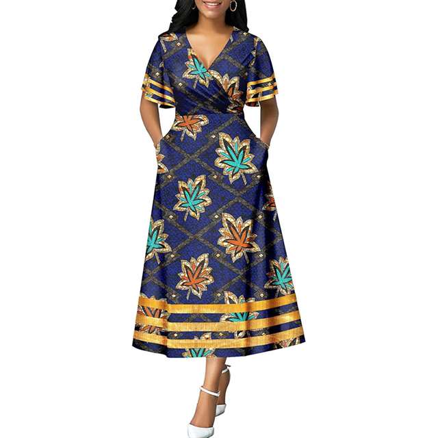 Women African Dresses Ankara Print Casual Straight Mini Dress Party