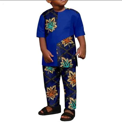 Summer Cotton Ankara Print Outfits for Boys | Top and Pant Sets