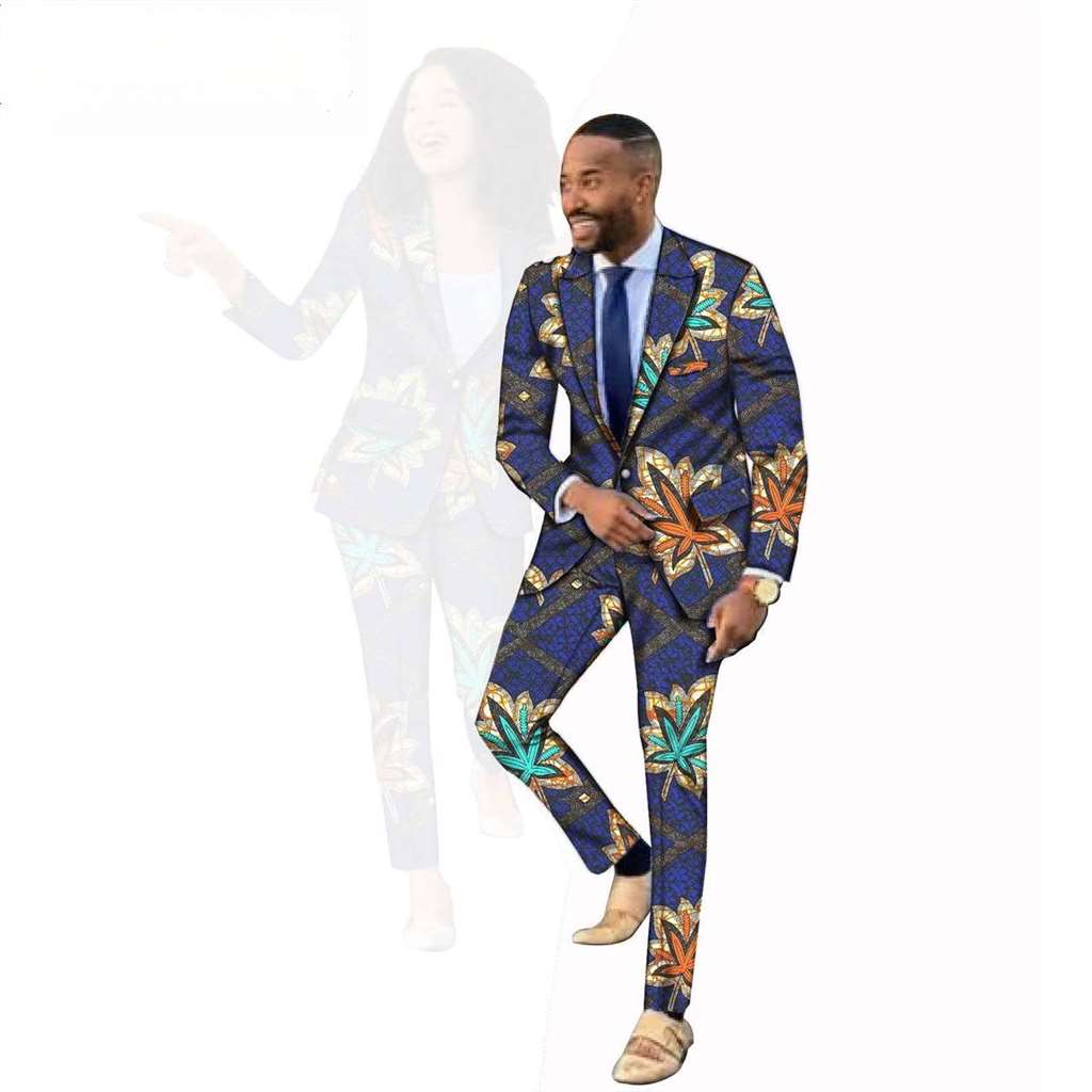 Ankara Women Men Outfits Print Jackets and Pants Sets CC078