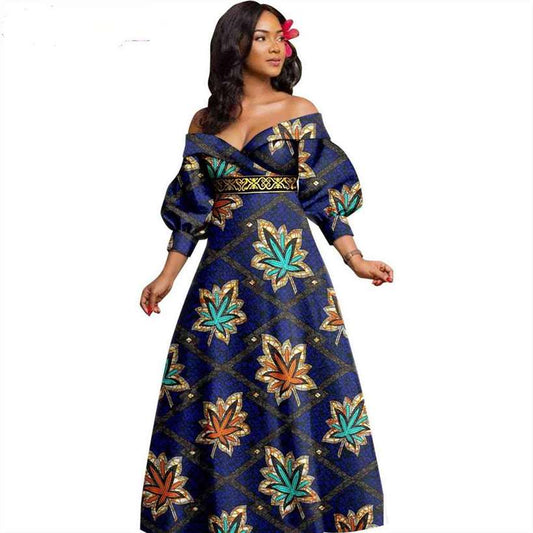 African Women Print Long Dresses Match Men Suit Sets CC046-1