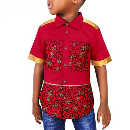 Dashiki Summer Boy Outfits Patchwork Print Top Shirt Outerwear