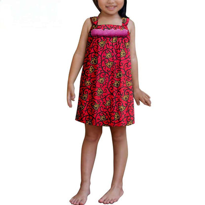 Summer Dashiki Girls Print Flower Knee-length Dresses Outerwear