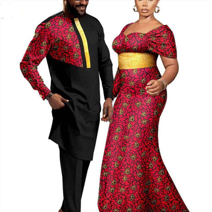 Couples Women Long Dresses Match Men Outfits Sets CC053-2