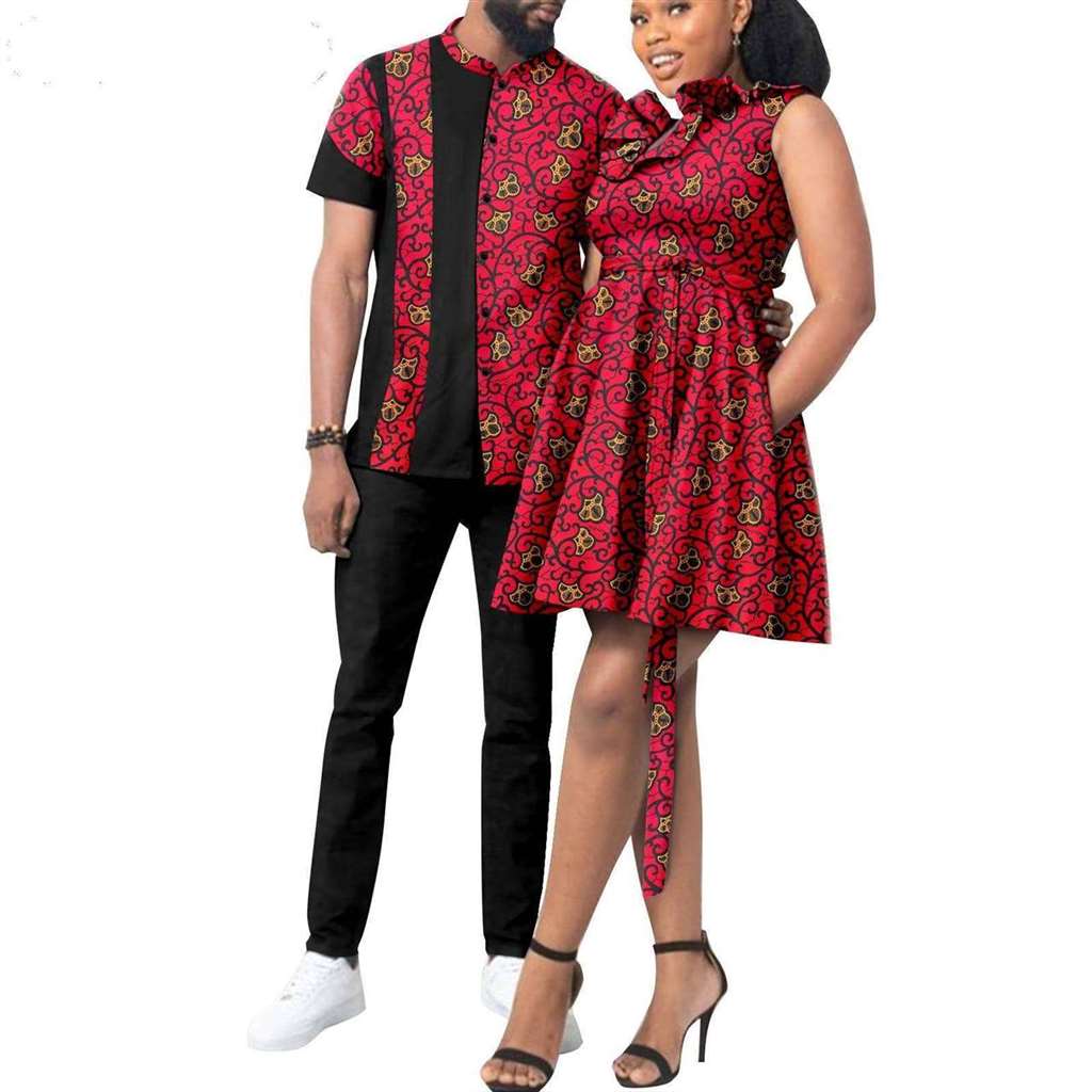 African Print Dresses for Women Couple Clothes Men Outfits CC038-1