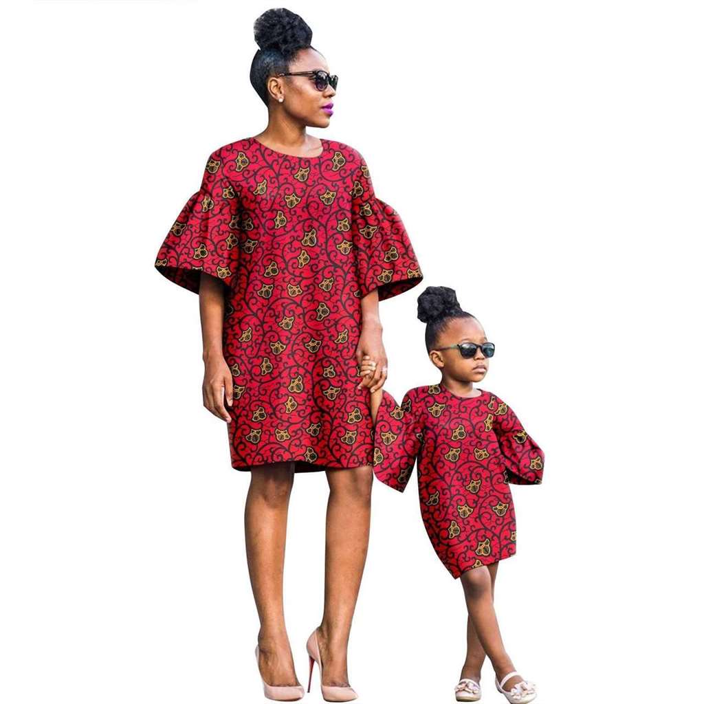 African Print Dresses for Women and Girls Sleeve Vestidos FM020-2